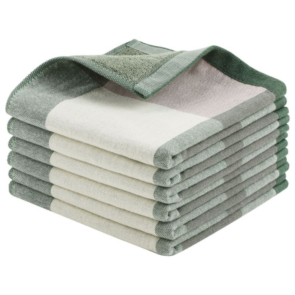 Kitchen Dish Colths Absorbent Dishclothes Drying Cloths 6Pcs Green